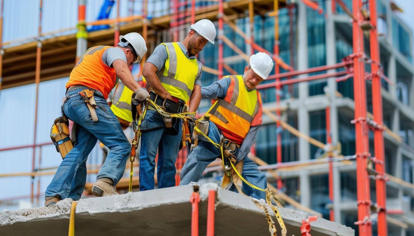 An image of construction workers preventing falls on construction sites